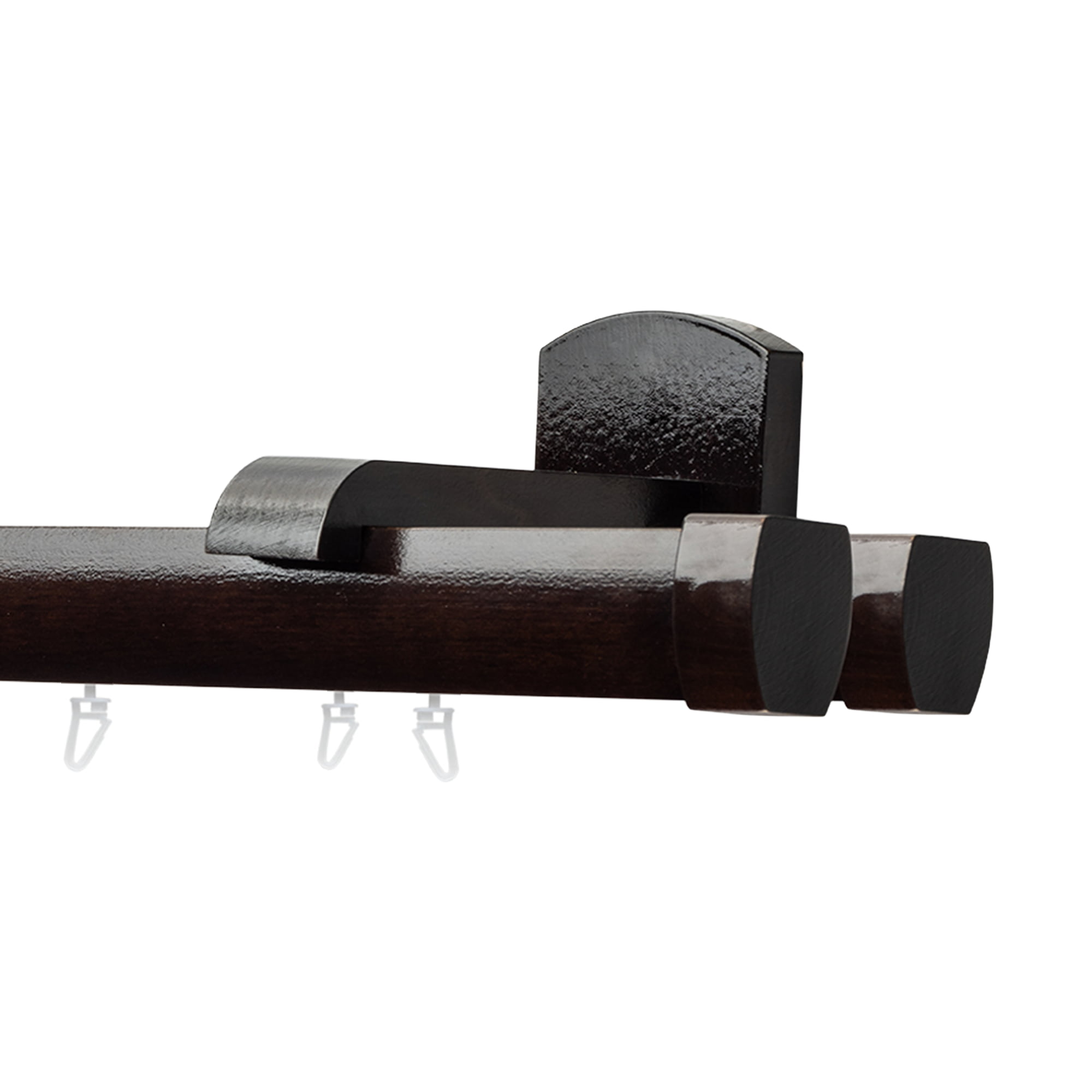 Koľajnica na záclonu a záves Domino Dvojitý z dreva Wenge