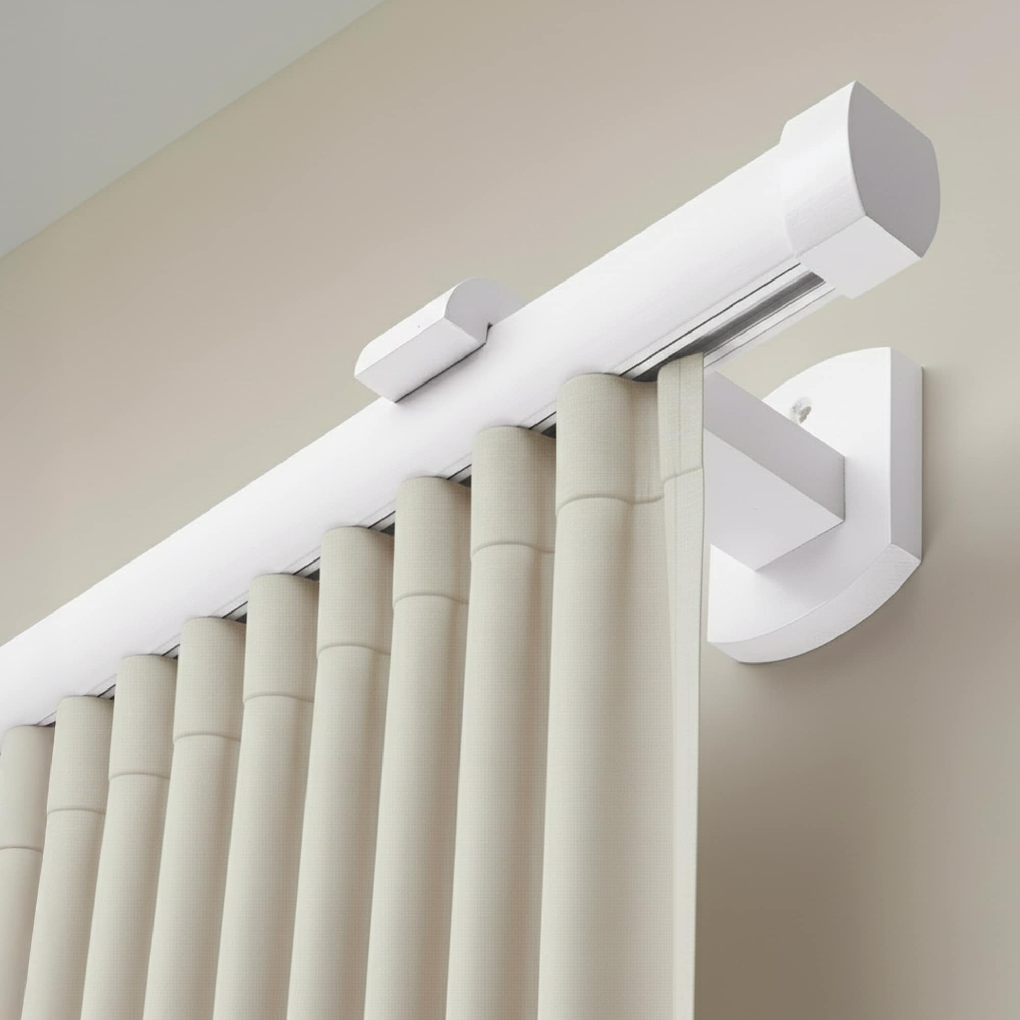 Koľajnica na záclonu Domino Jednoduchá z dreva Biela