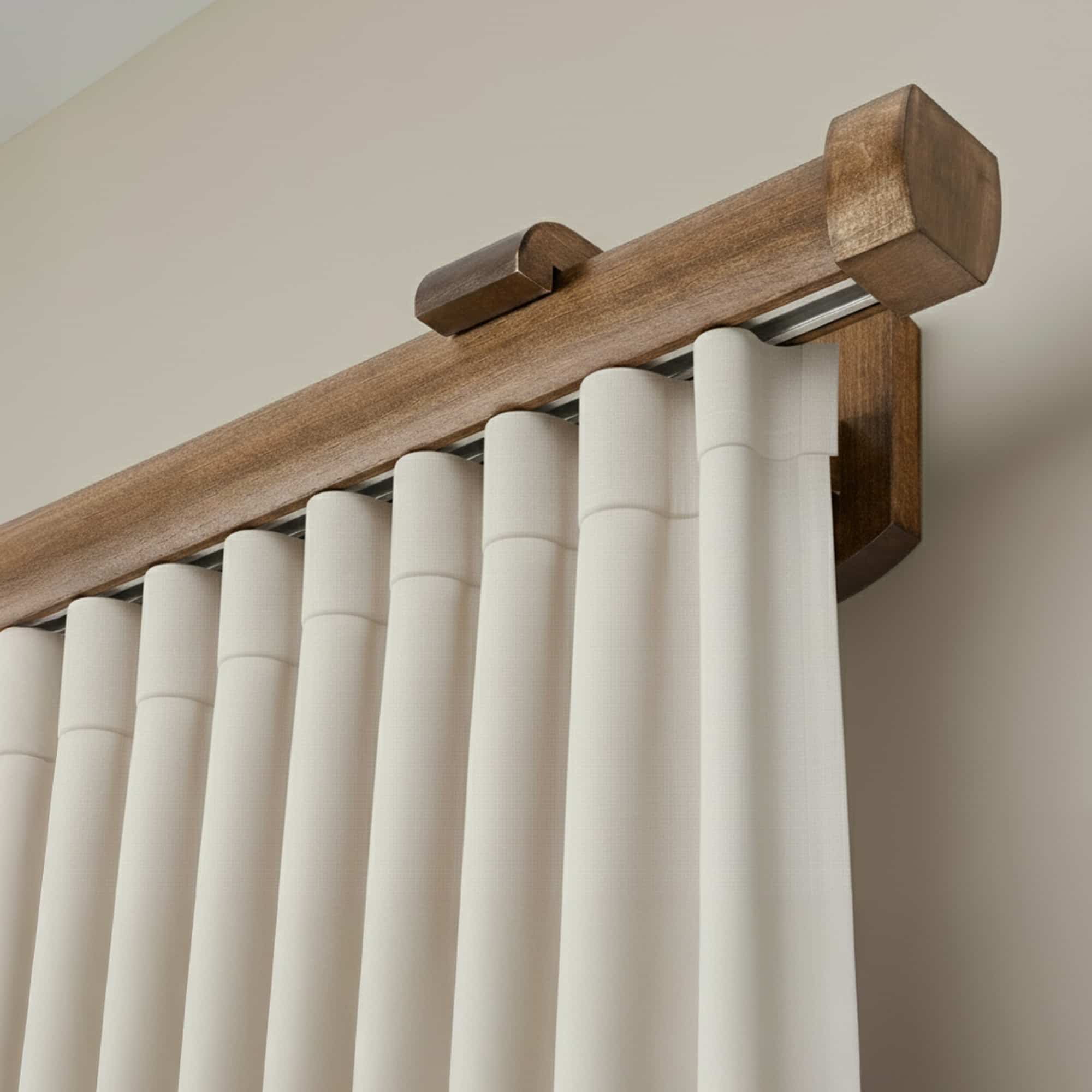 Koľajnica na záclonu Domino Jednoduchá z dreva Jaseň