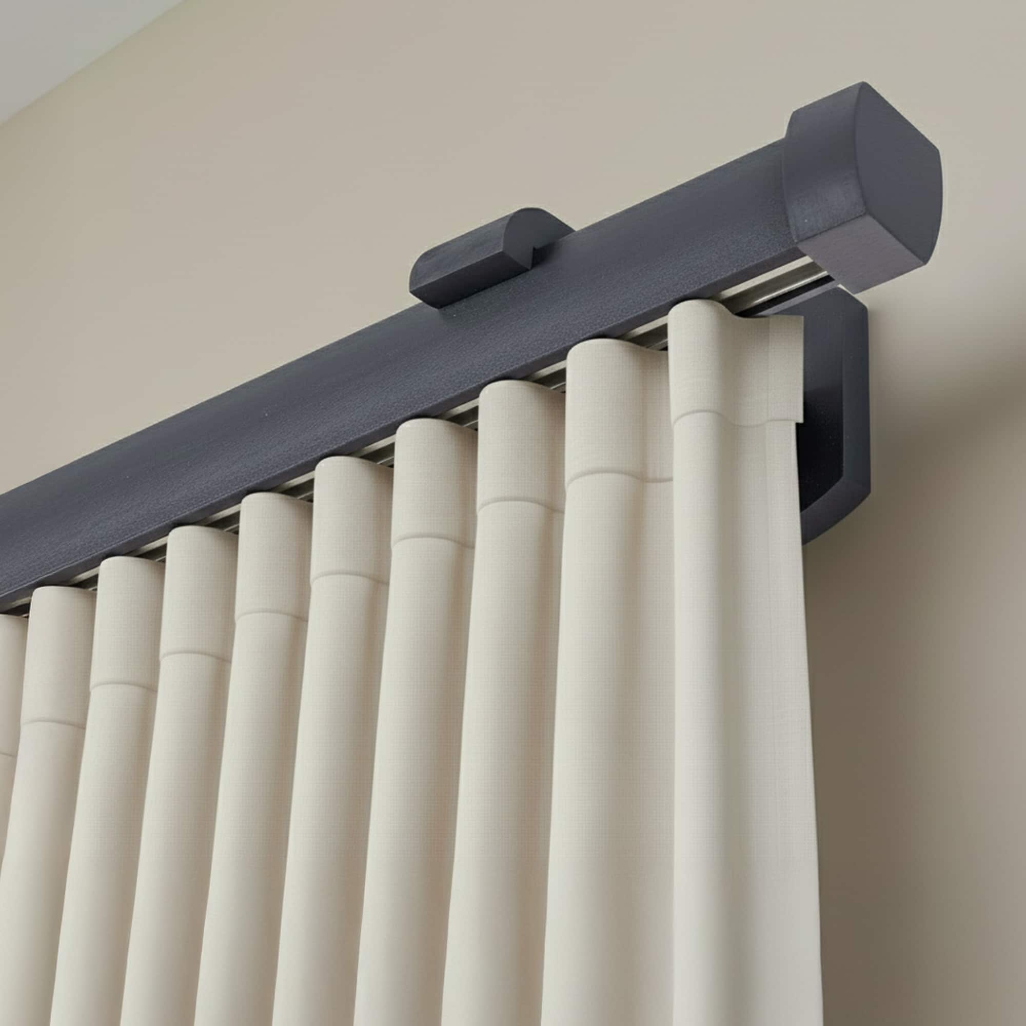 Koľajnica na záclonu Domino Jednoduchá z dreva Gri_antracit