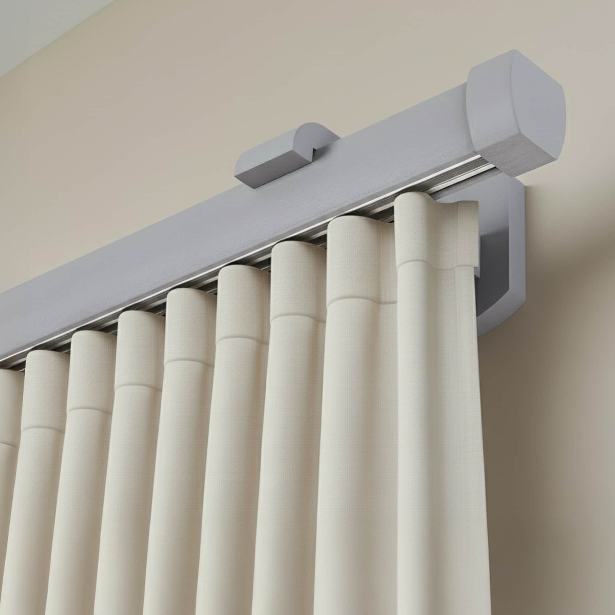 Koľajnica na záclonu Domino Jednoduchá z dreva Gri_fereastra