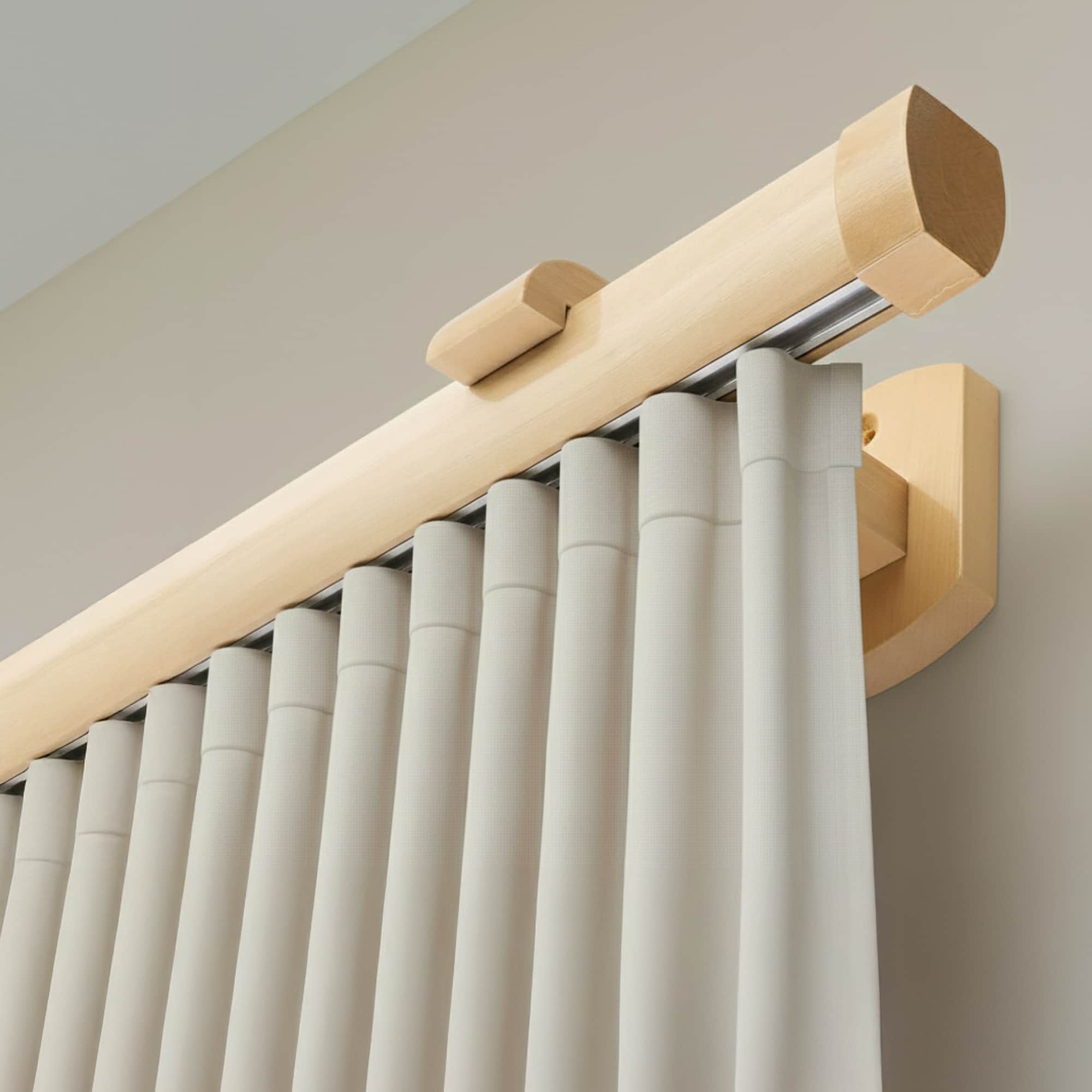 Koľajnica na záclonu Domino Jednoduchá z dreva Prírodná