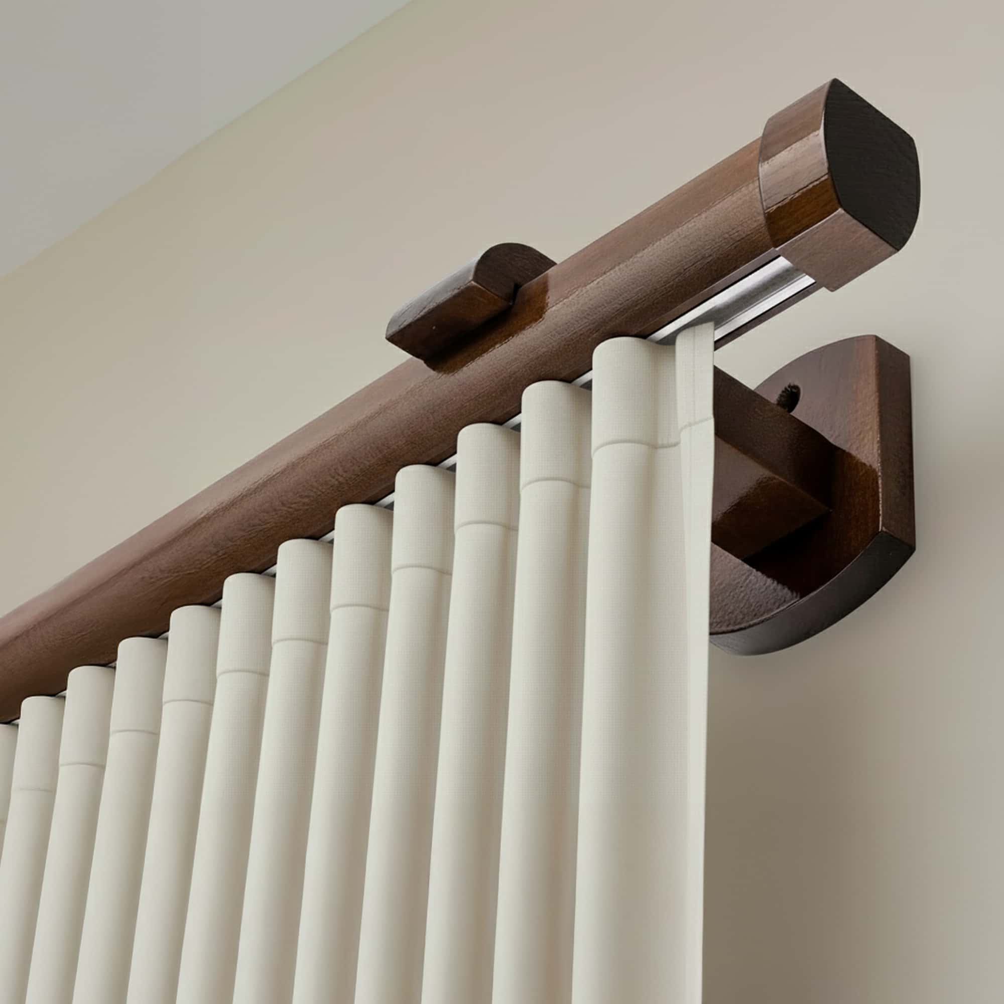 Koľajnica na záclonu Domino Jednoduchá z dreva Orech