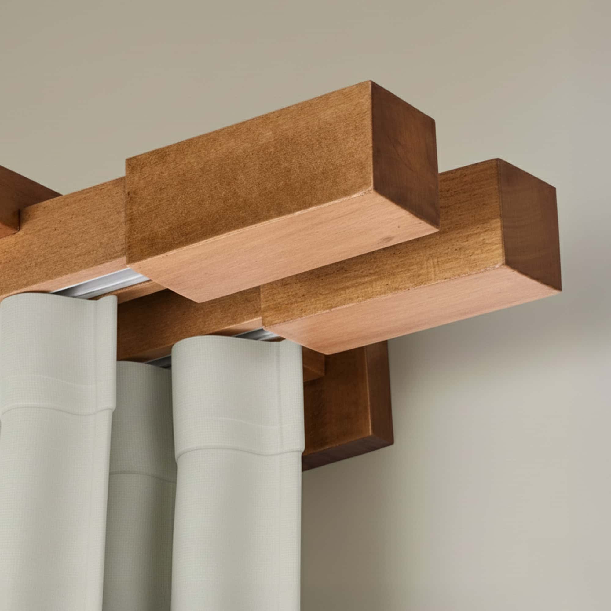 Koľajnica na záclonu a záves Praga z dreva Dub