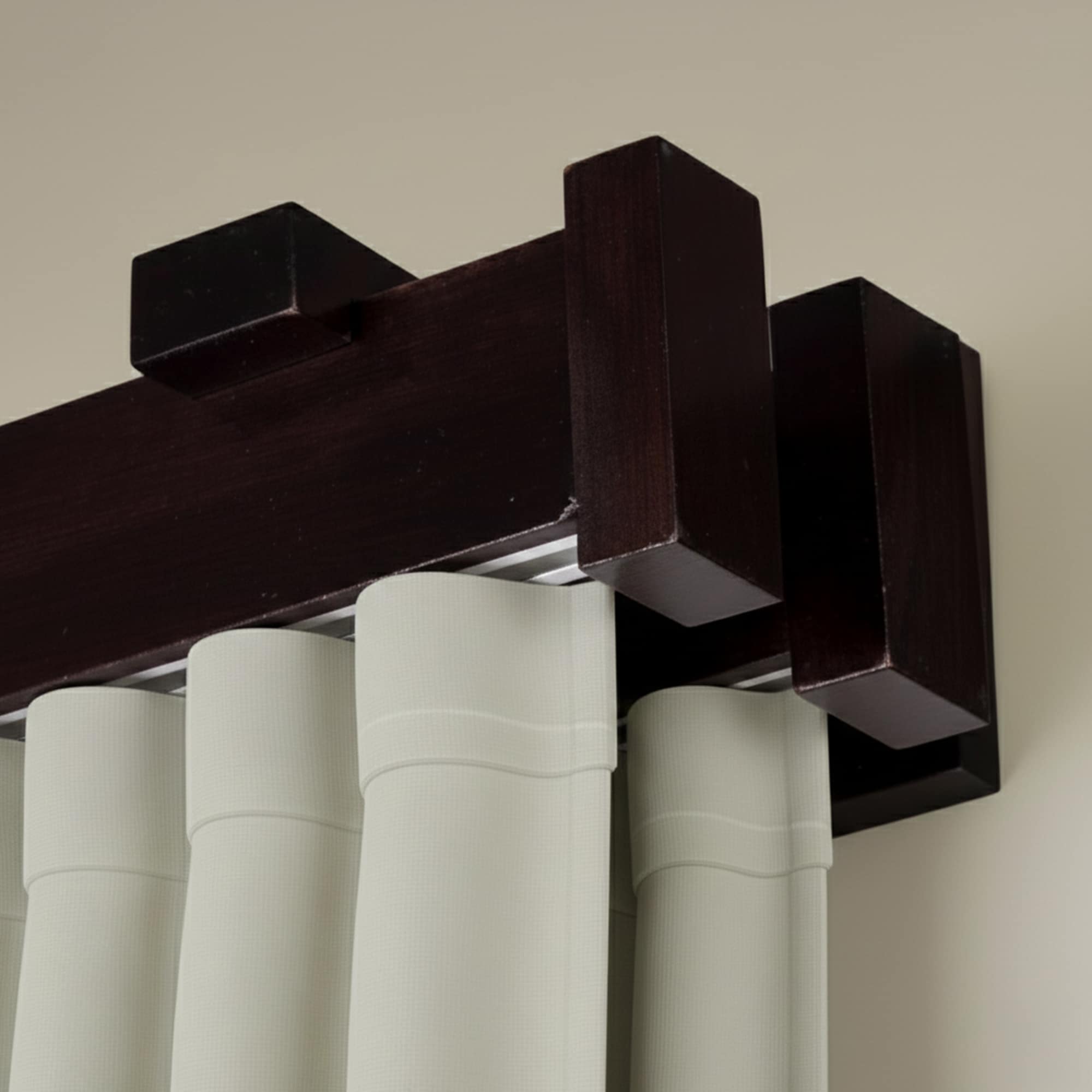 Koľajnica na záclonu a záves Dalia z dreva Wenge