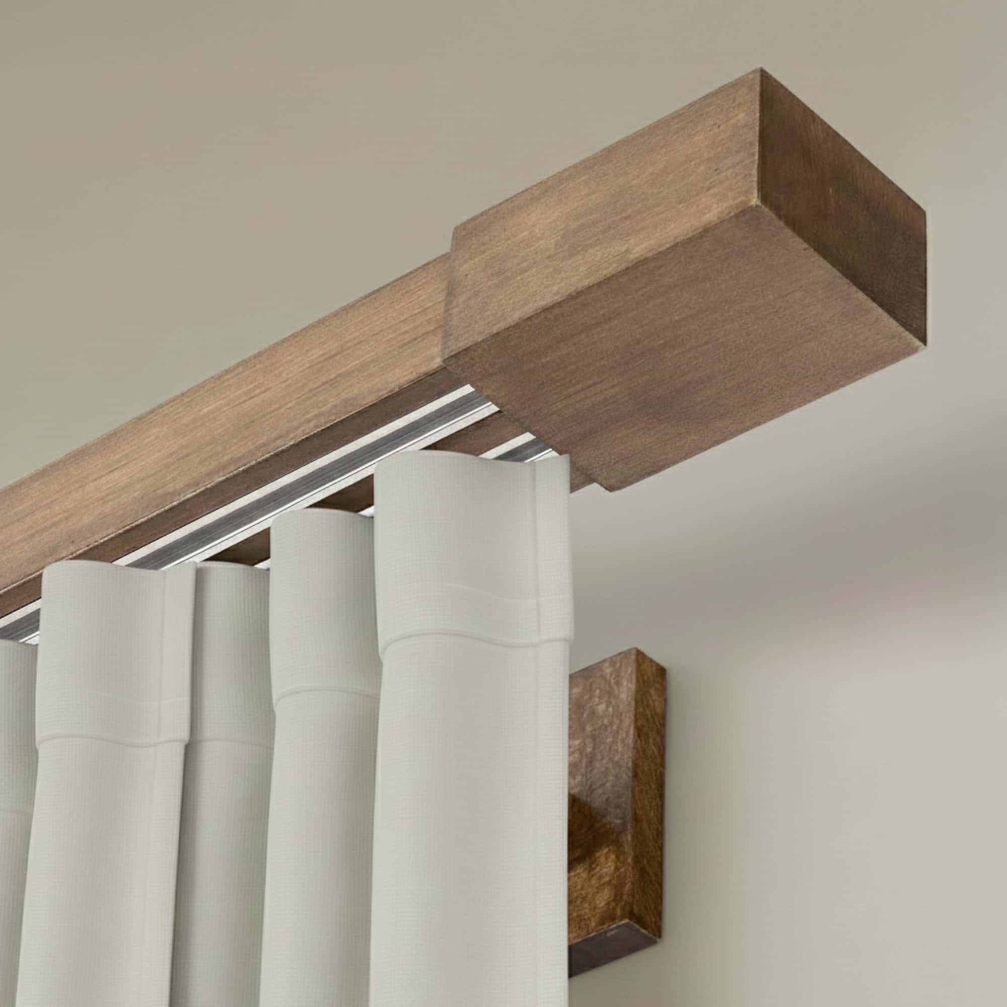 Drevená rímska garniža na záclony a závesy Jaseň