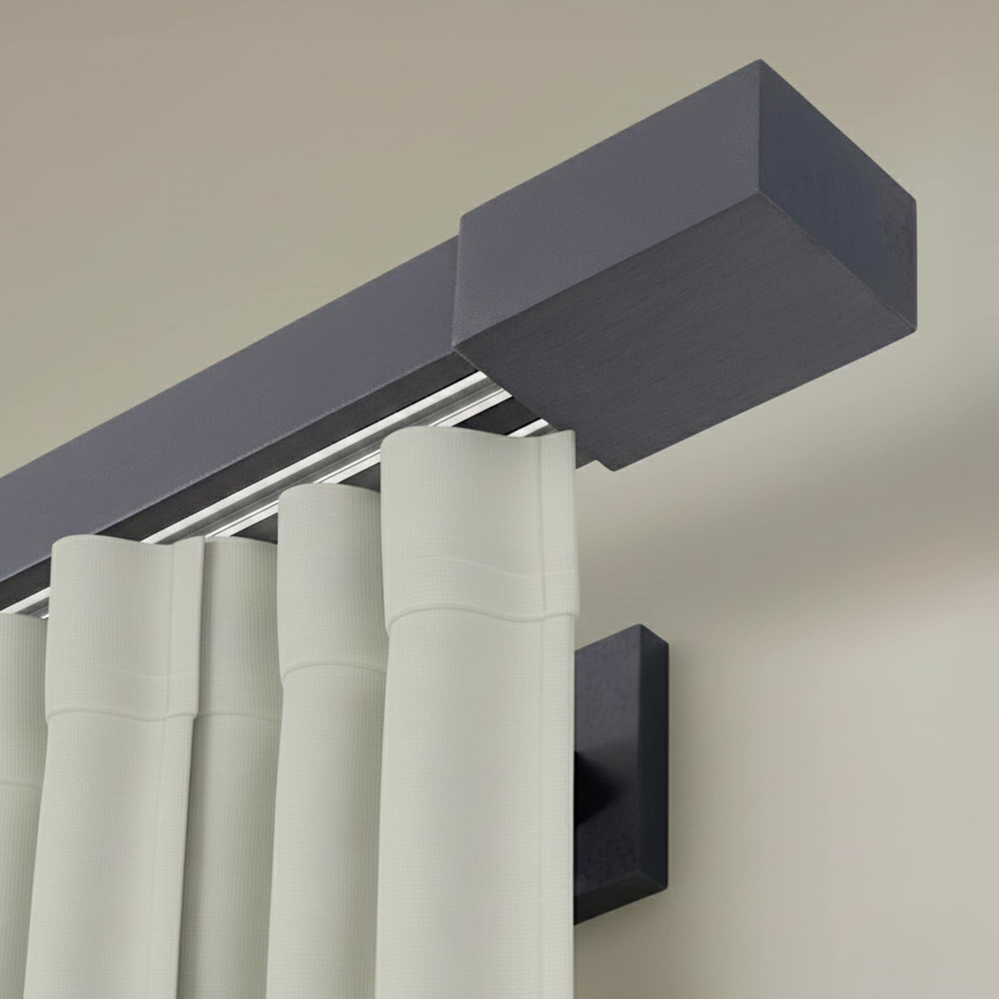 Drevená rímska garniža na záclony a závesy Gri_antracit