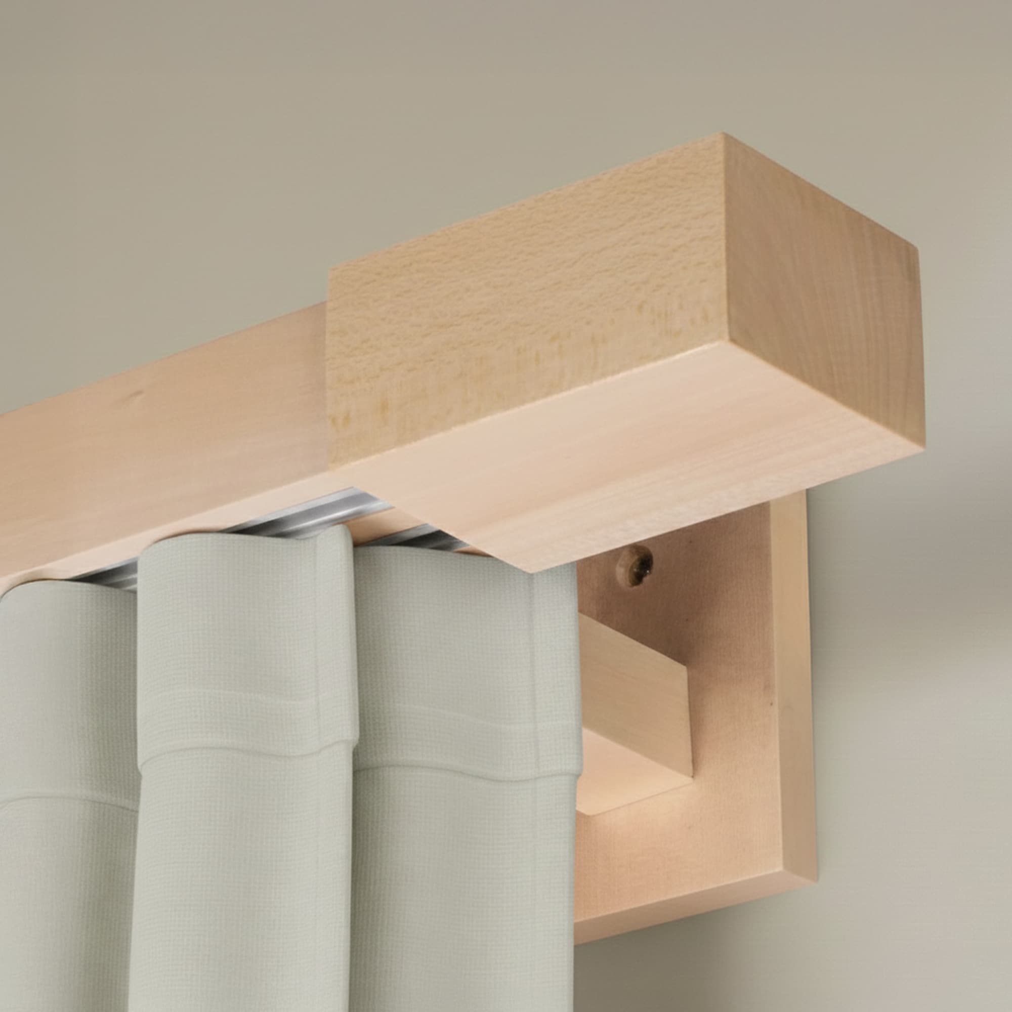 Drevená rímska garniža na záclony a závesy Prírodná