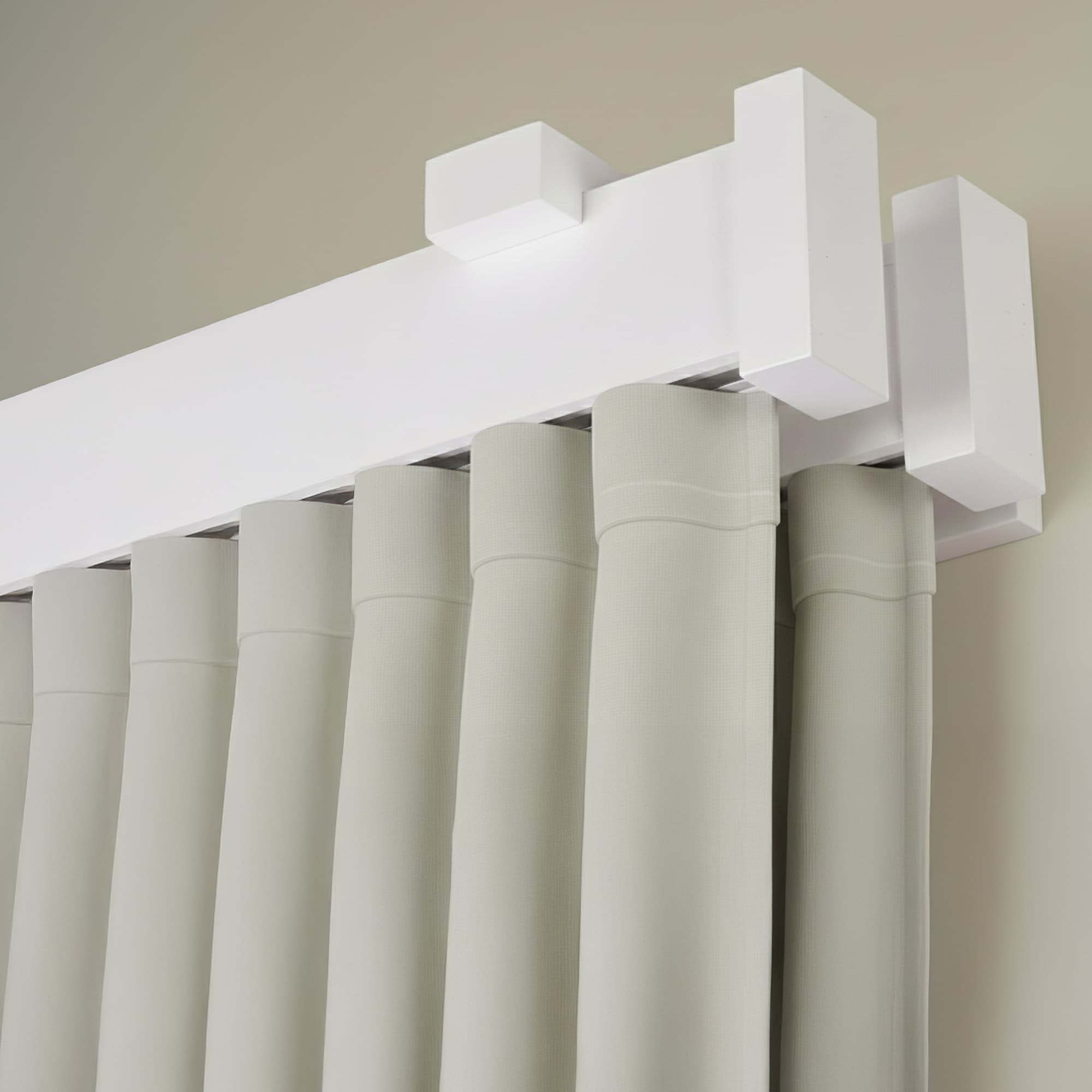 Koľajnica na záclonu a záves Dalia z dreva Biela