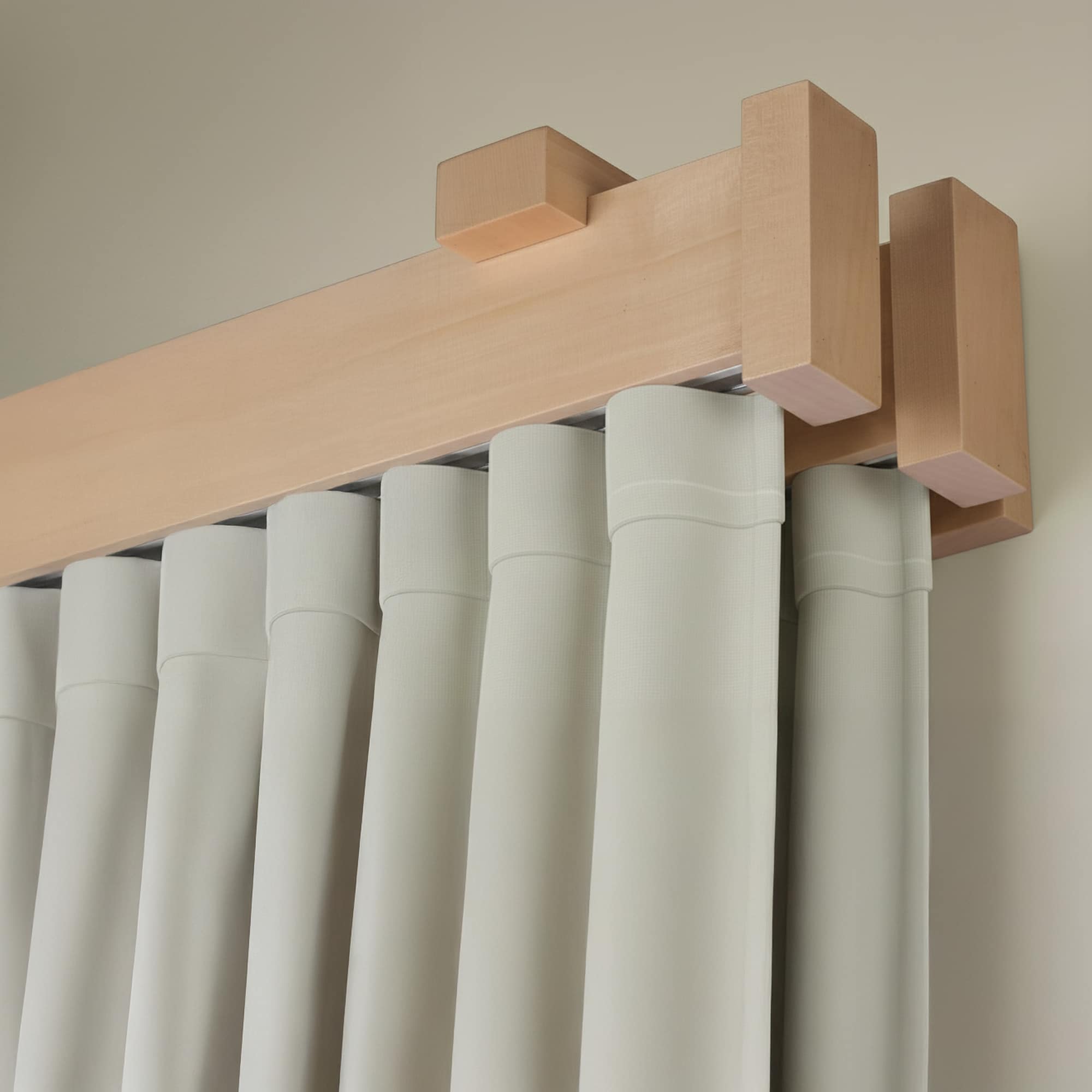 Koľajnica na záclonu a záves Dalia z dreva Prírodná