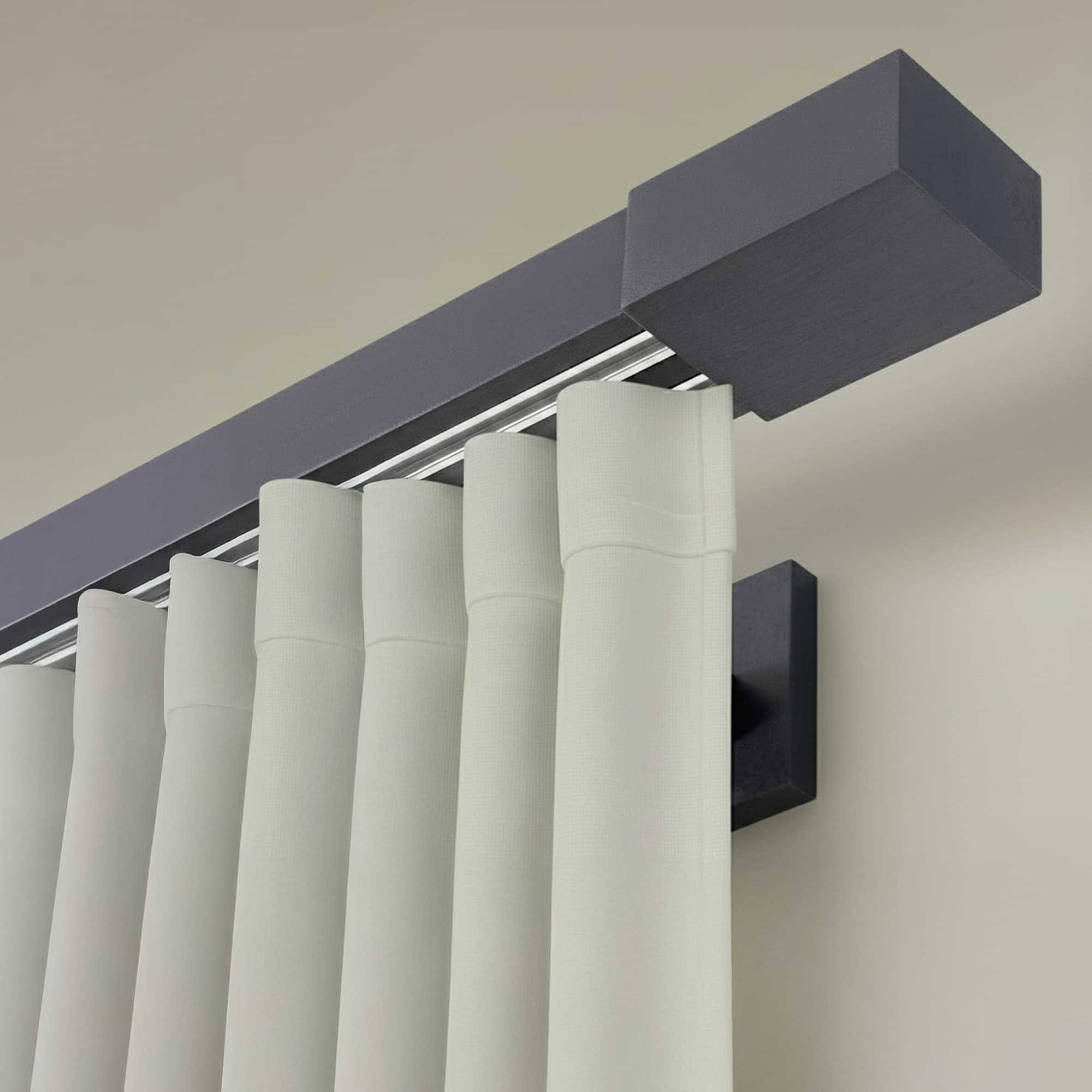 Drevená rímska garniža na záclony a závesy Gri_antracit