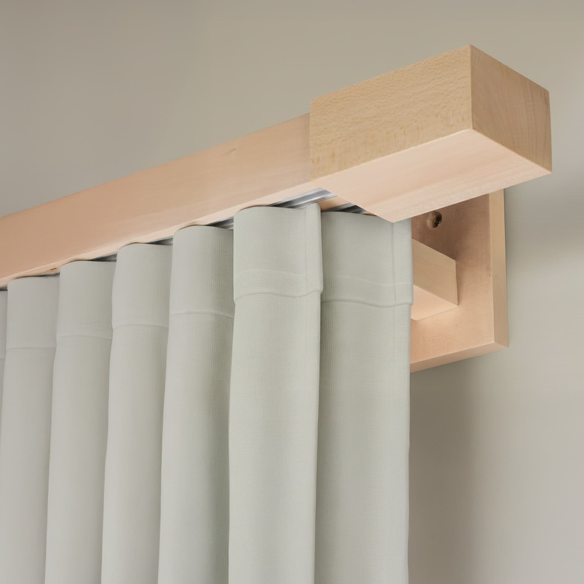 Drevená rímska garniža na záclony a závesy Prírodná