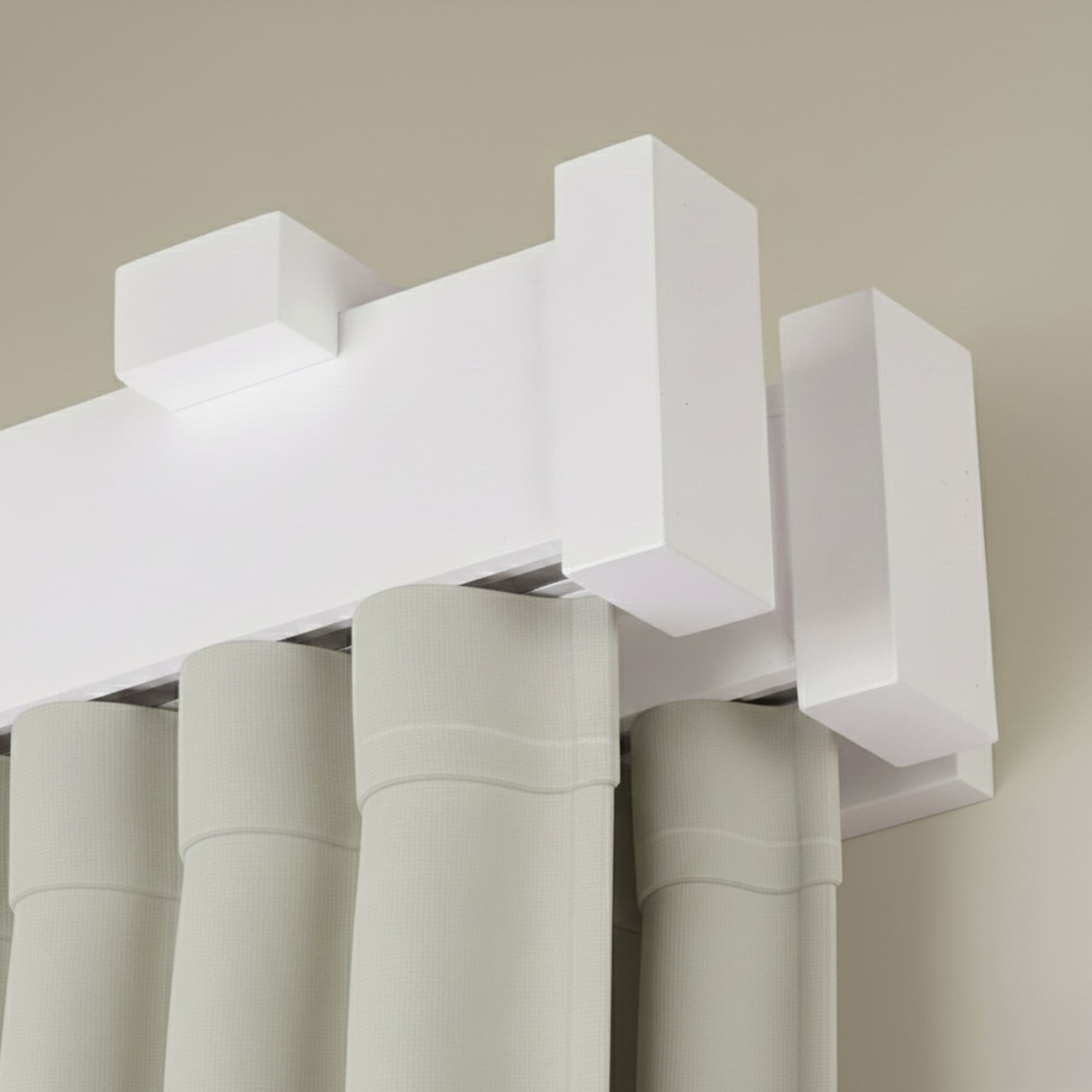 Koľajnica na záclonu a záves Dalia z dreva Biela