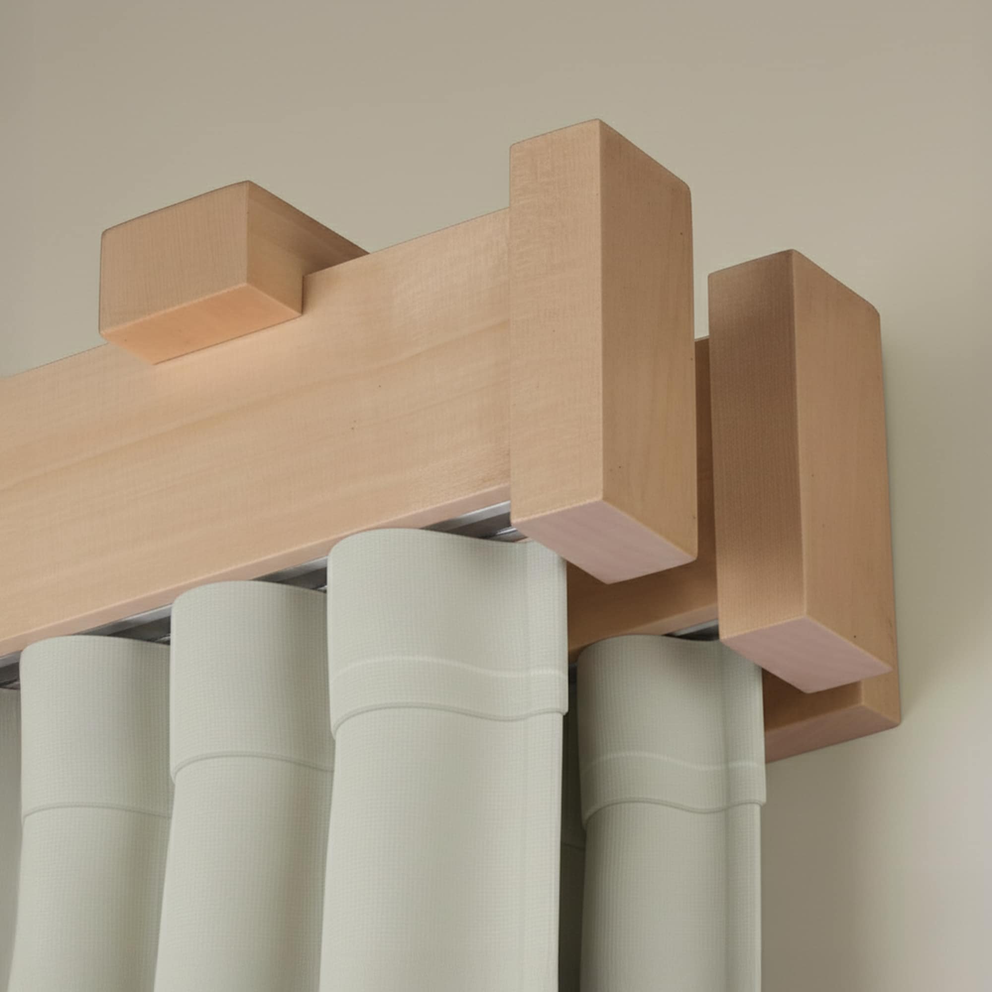 Koľajnica na záclonu a záves Dalia z dreva Prírodná