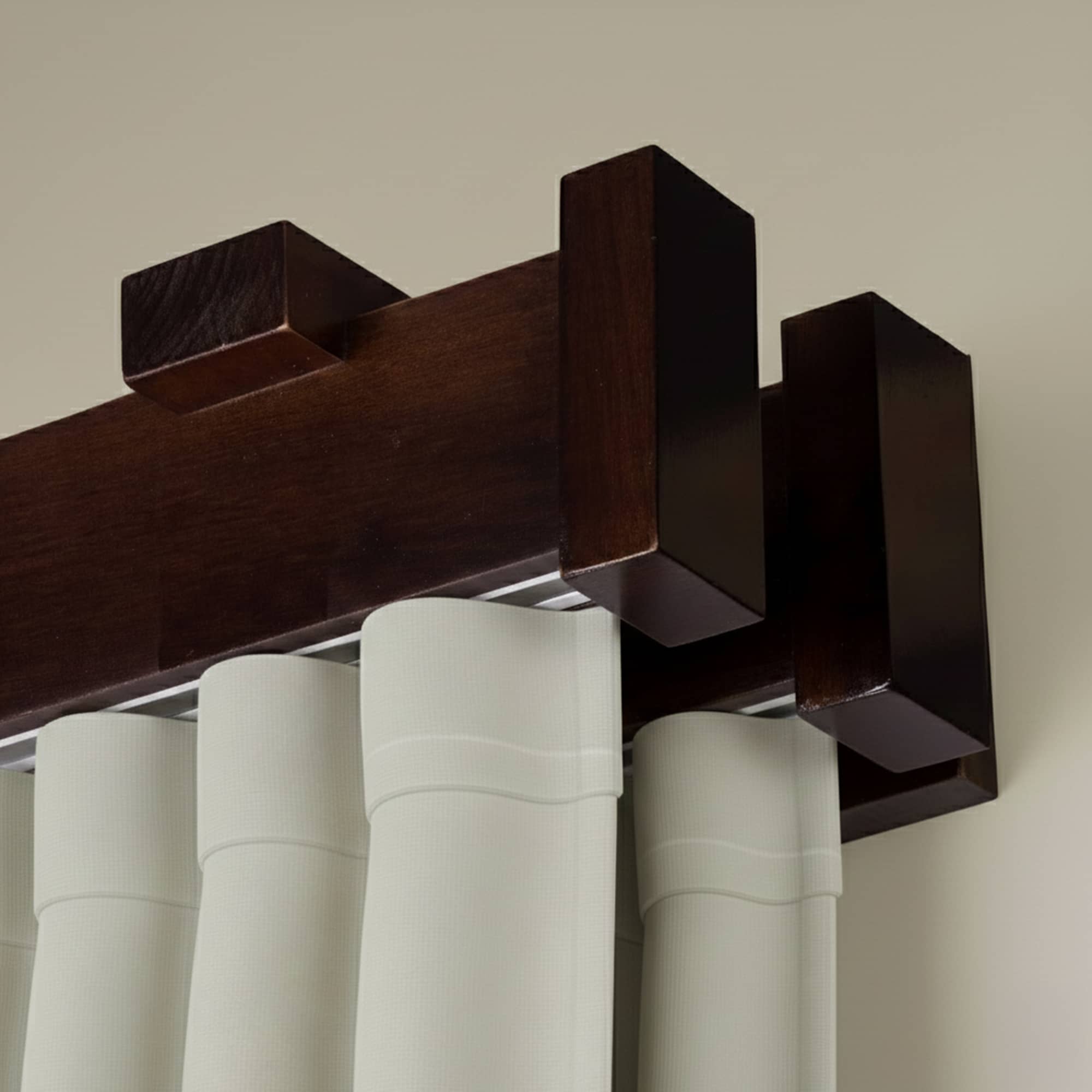 Koľajnica na záclonu a záves Dalia z dreva Orech