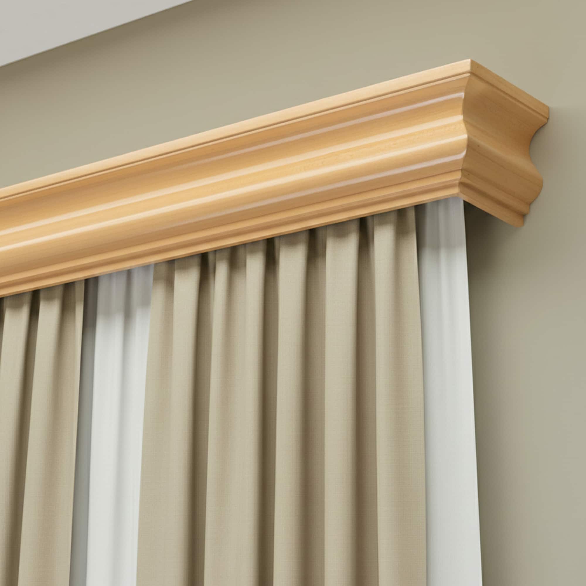 Rímsová garníža na záclonu a záves Athena z dreva Prírodná