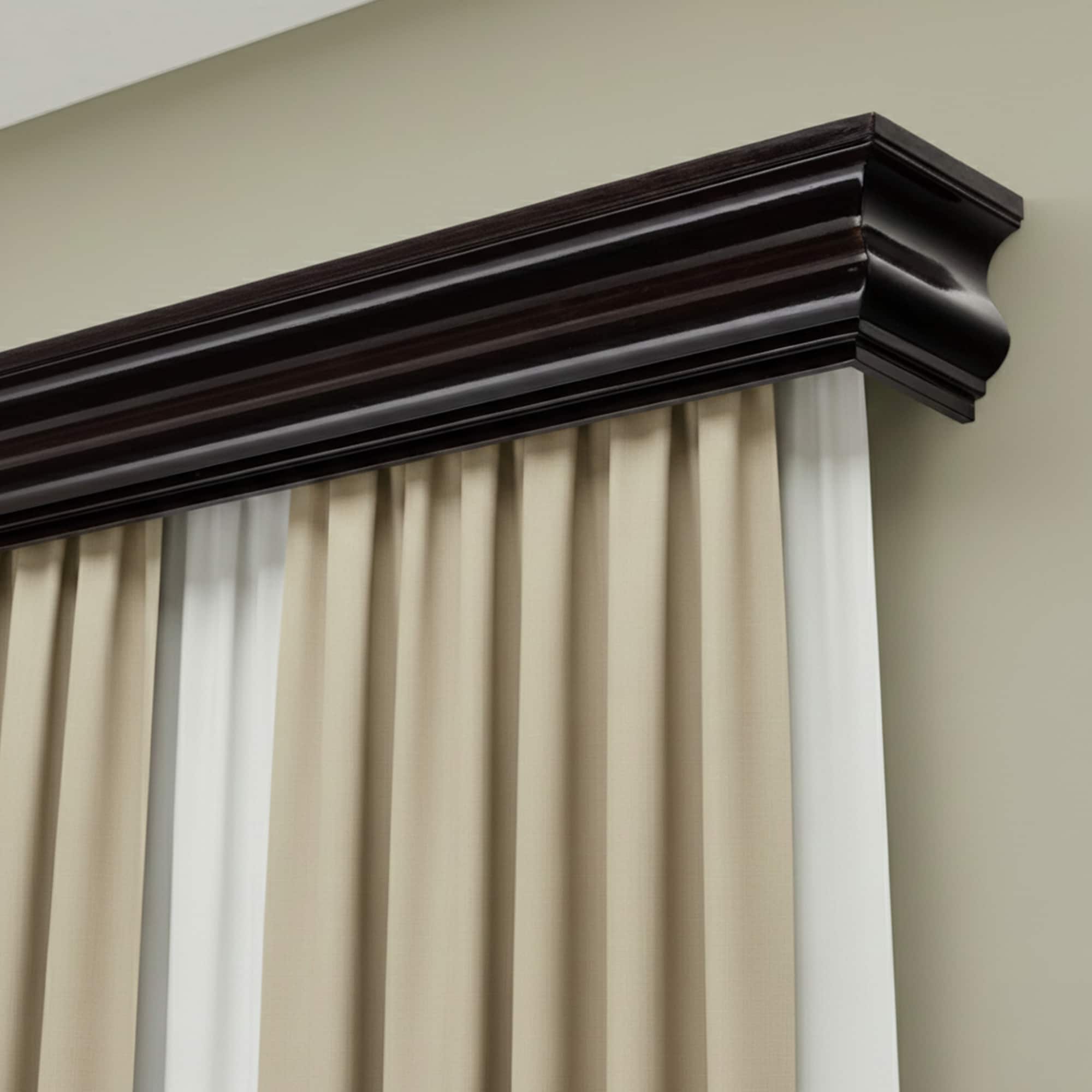 Rímsová garníža na záclonu a záves Athena z dreva Čierna