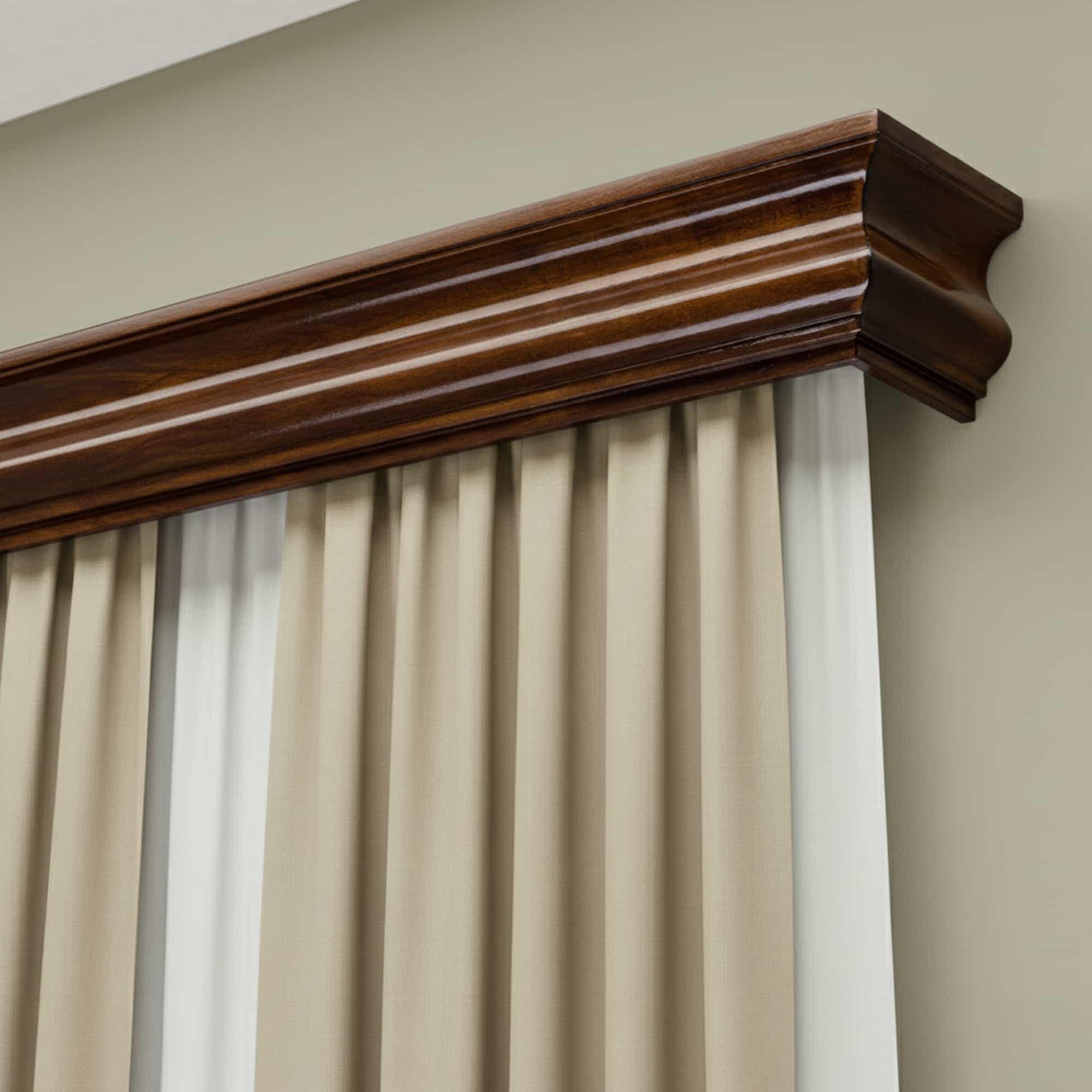 Rímsová garníža na záclonu a záves Athena z dreva Orech