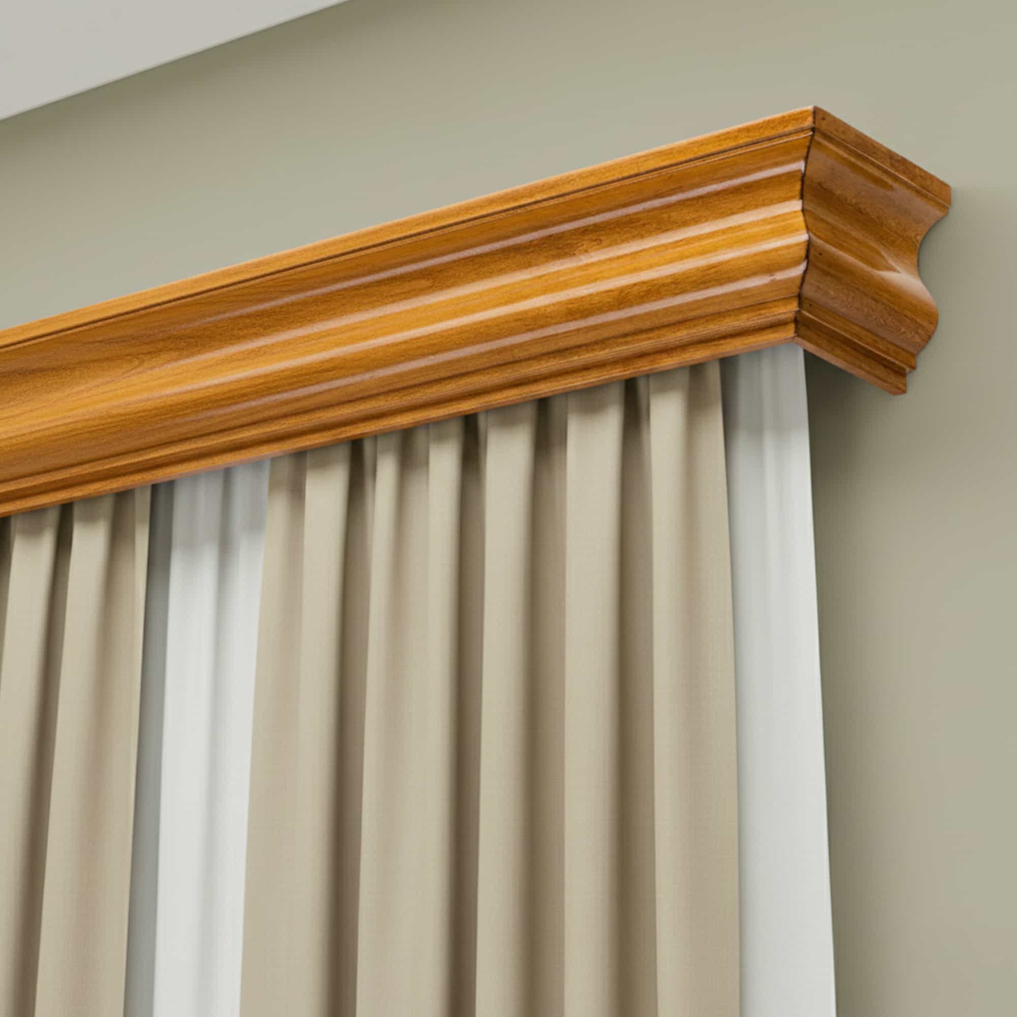Rímsová garníža na záclonu a záves Athena z dreva Stejar_auriu