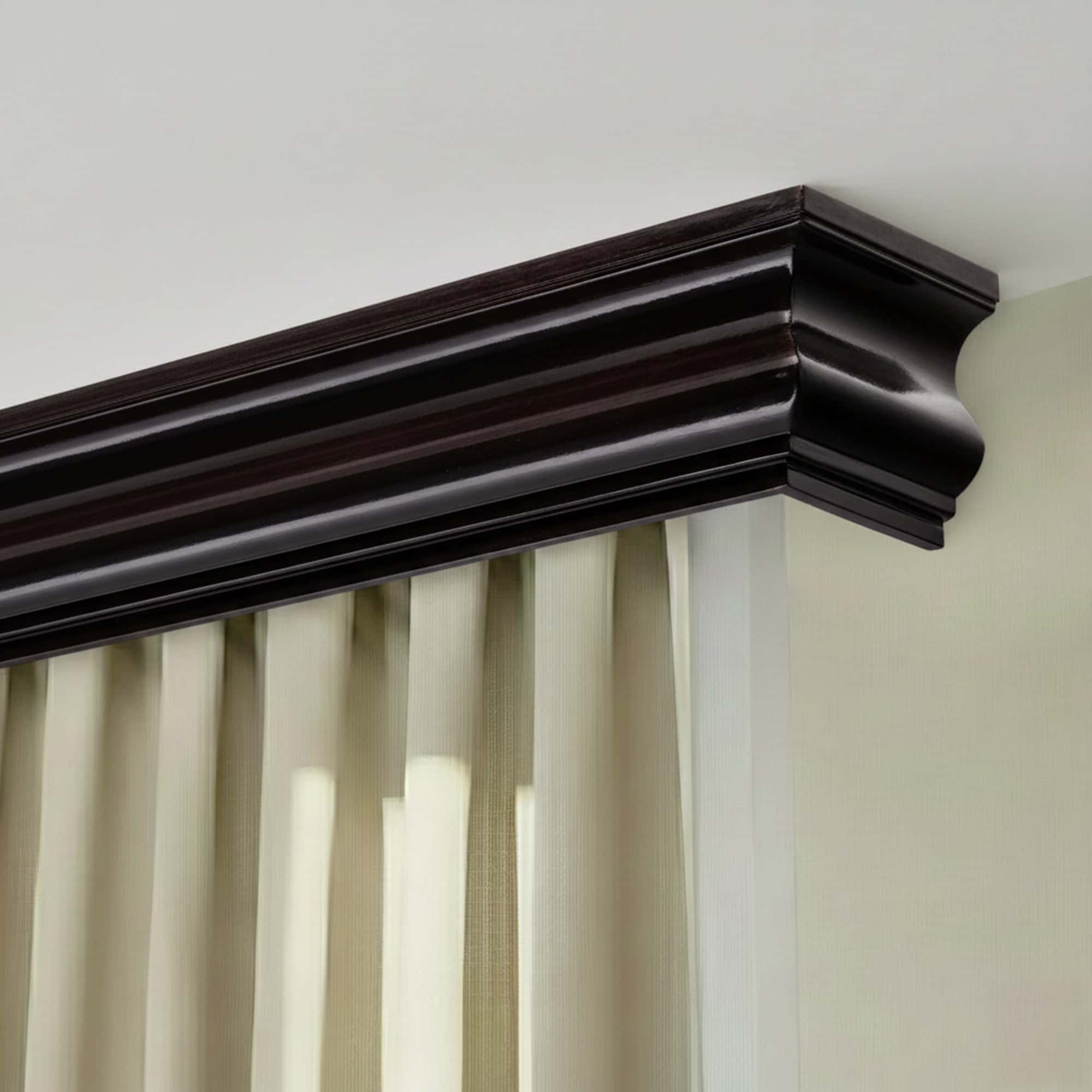 Rímsová garníža na záclonu a záves Athena z dreva Čierna
