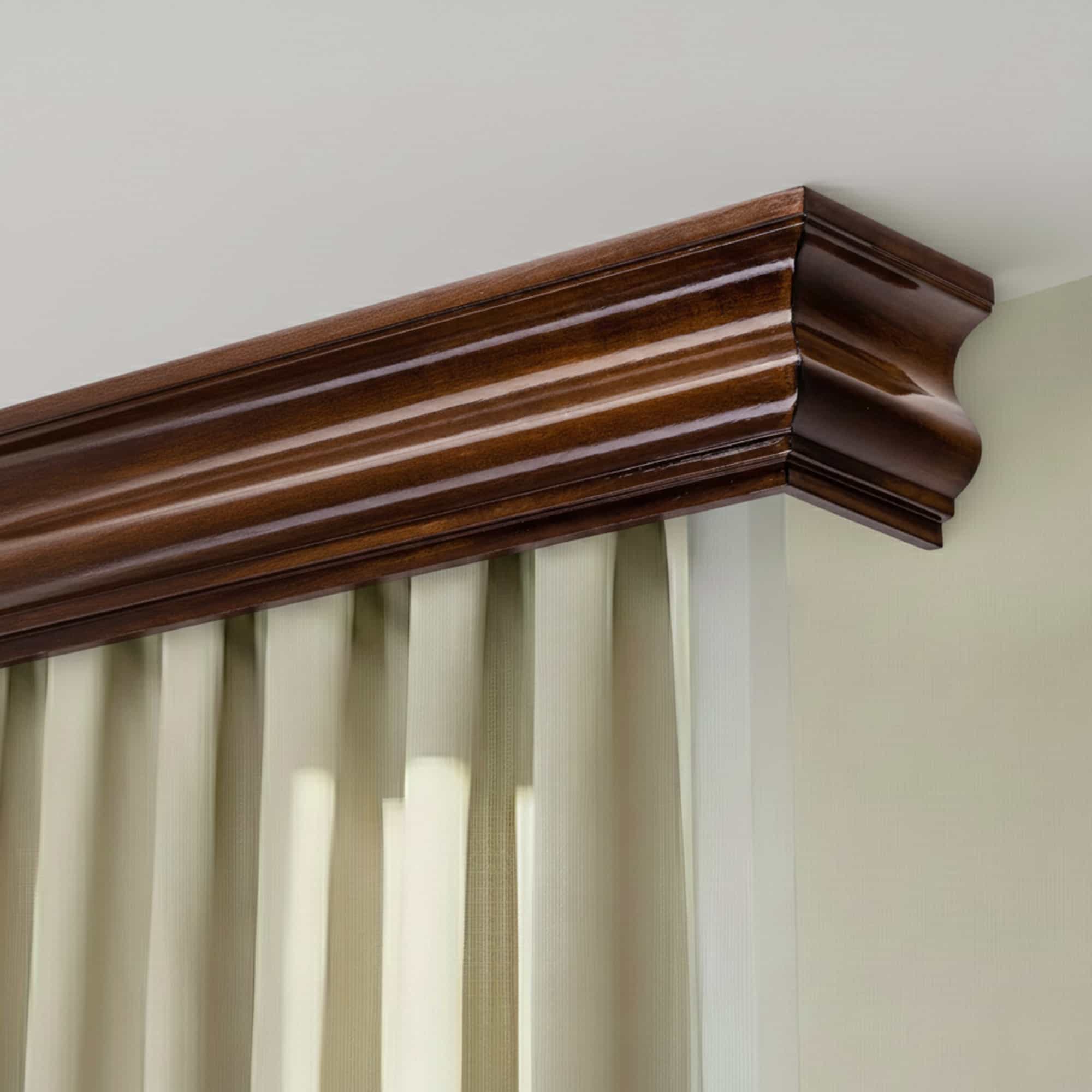 Rímsová garníža na záclonu a záves Athena z dreva Orech