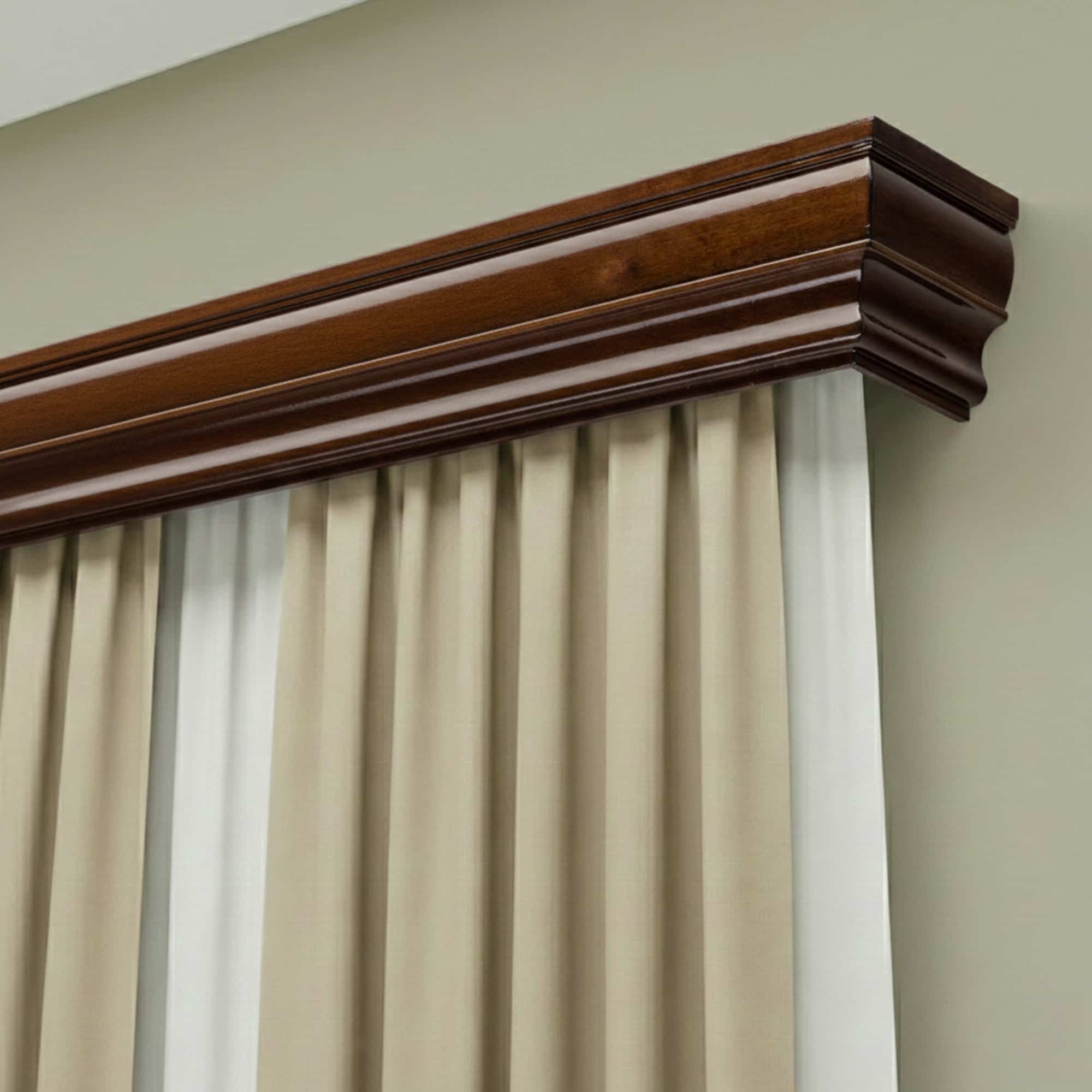 Rímsová garníža na záclonu a záves Firenze z dreva Orech