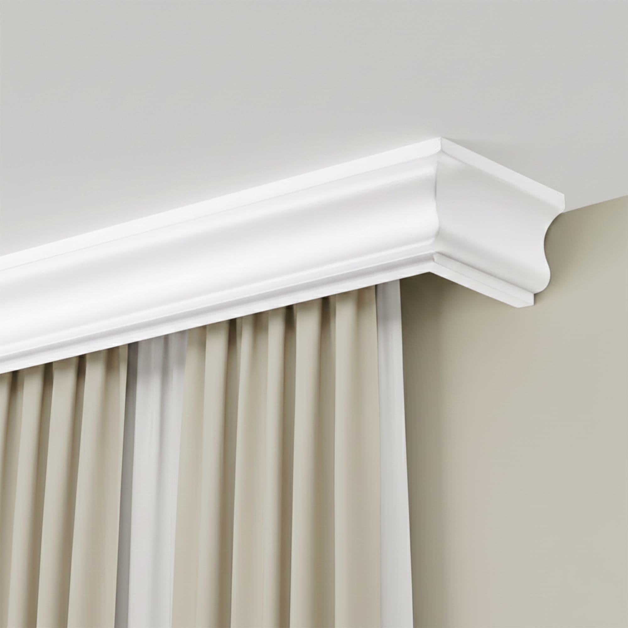 Garníža na záclonu a záves s maskou Athena z dreva Biela