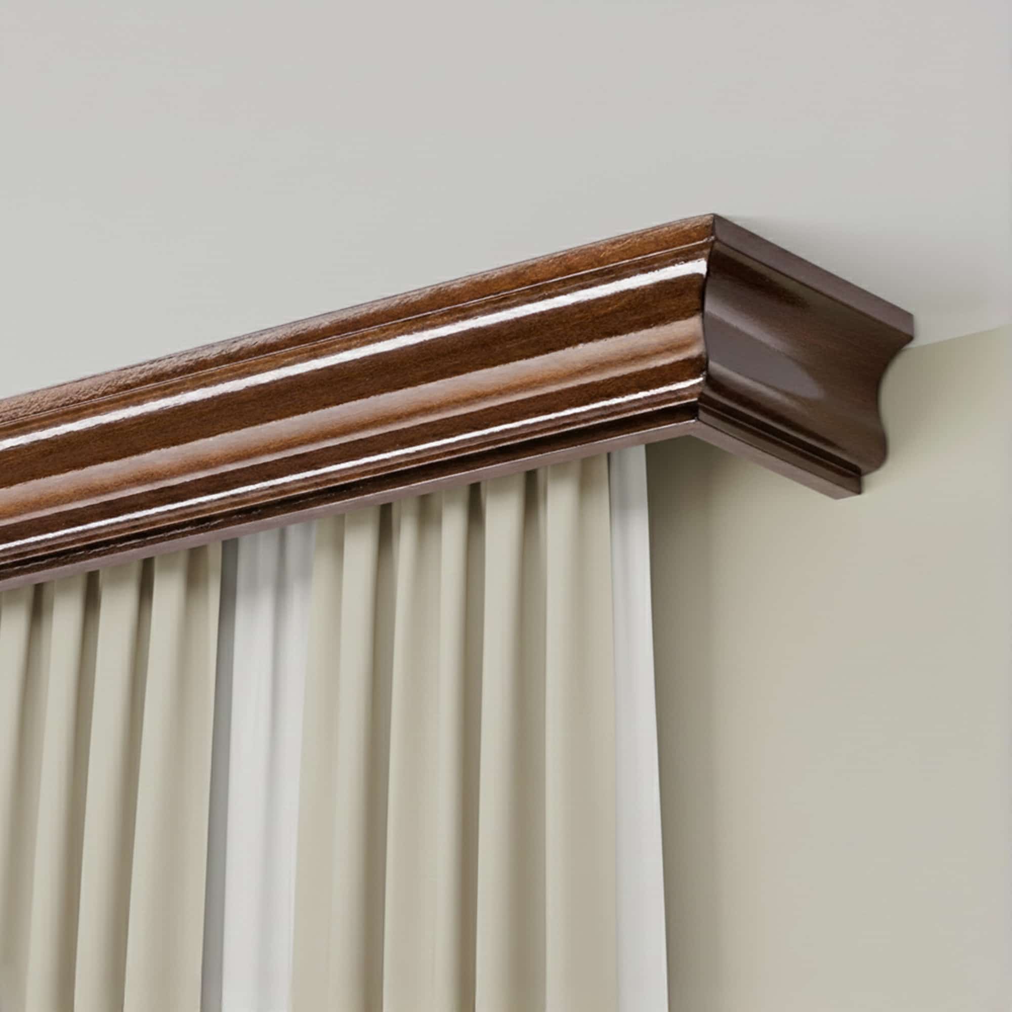 Garníža na záclonu a záves s maskou Athena z dreva Orech