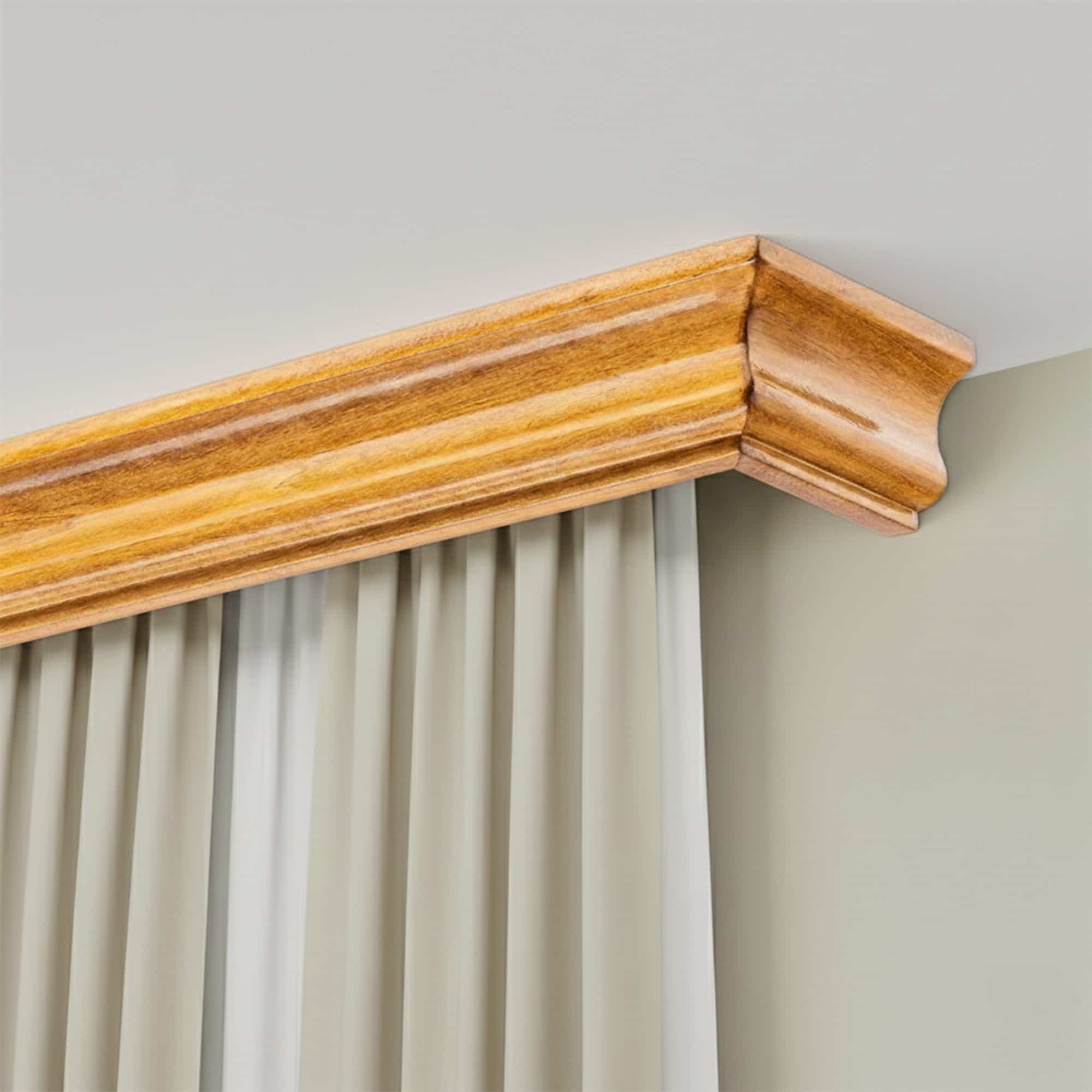 Garníža na záclonu a záves s maskou Athena z dreva Stejar_auriu