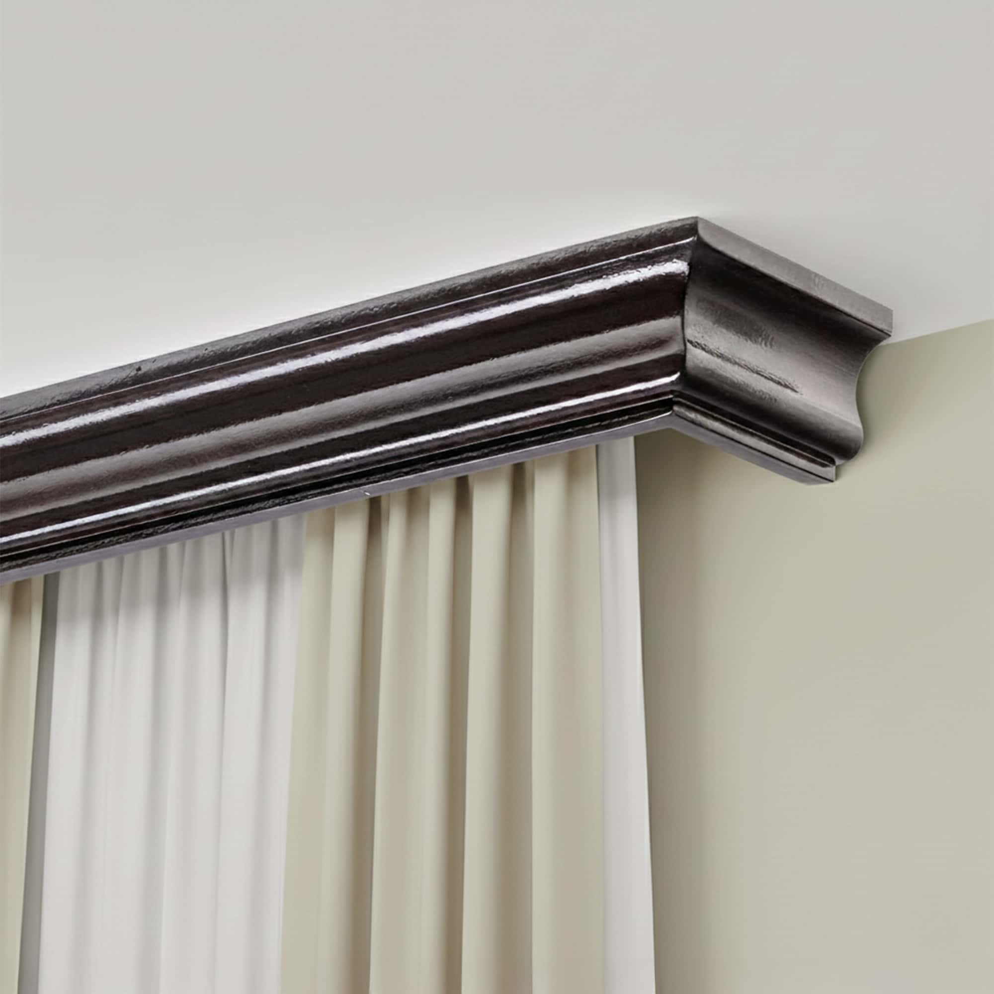 Garníža na záclonu a záves s maskou Athena z dreva Wenge