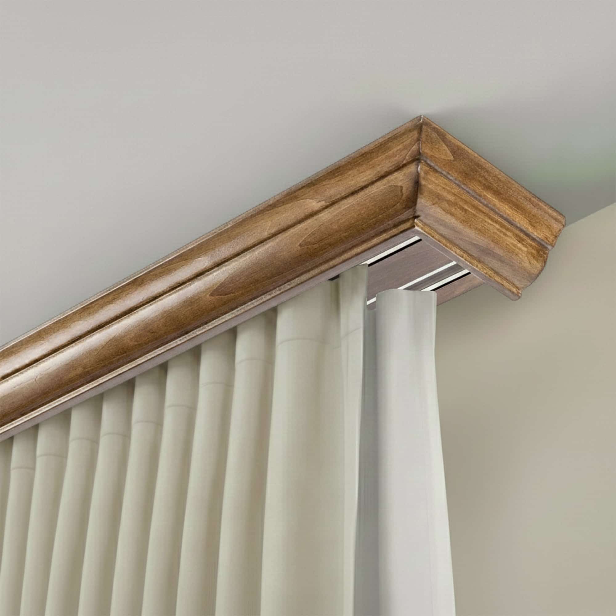 Garníža na záclonu a záves s maskou Filip z dreva Jaseň