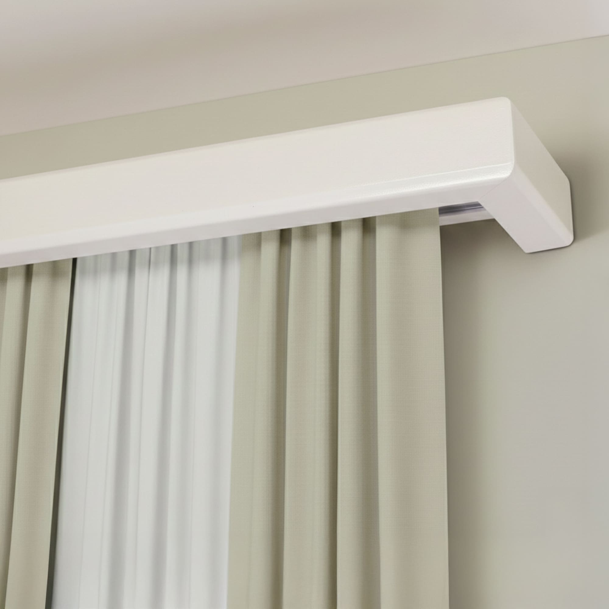 Garníža na záclonu a záves s maskou Štvorcová z dreva Biela