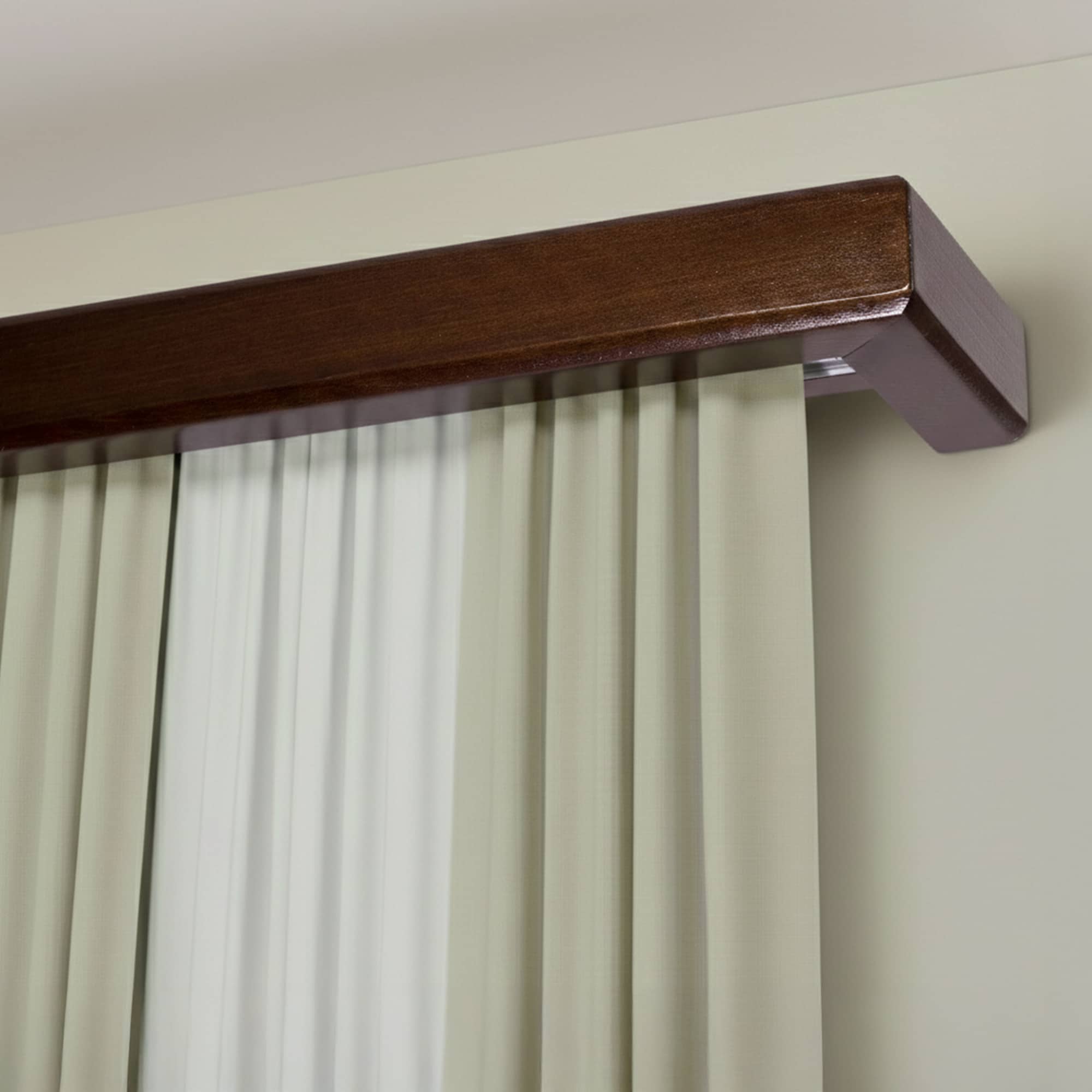 Garníža na záclonu a záves s maskou Štvorcová z dreva Orech