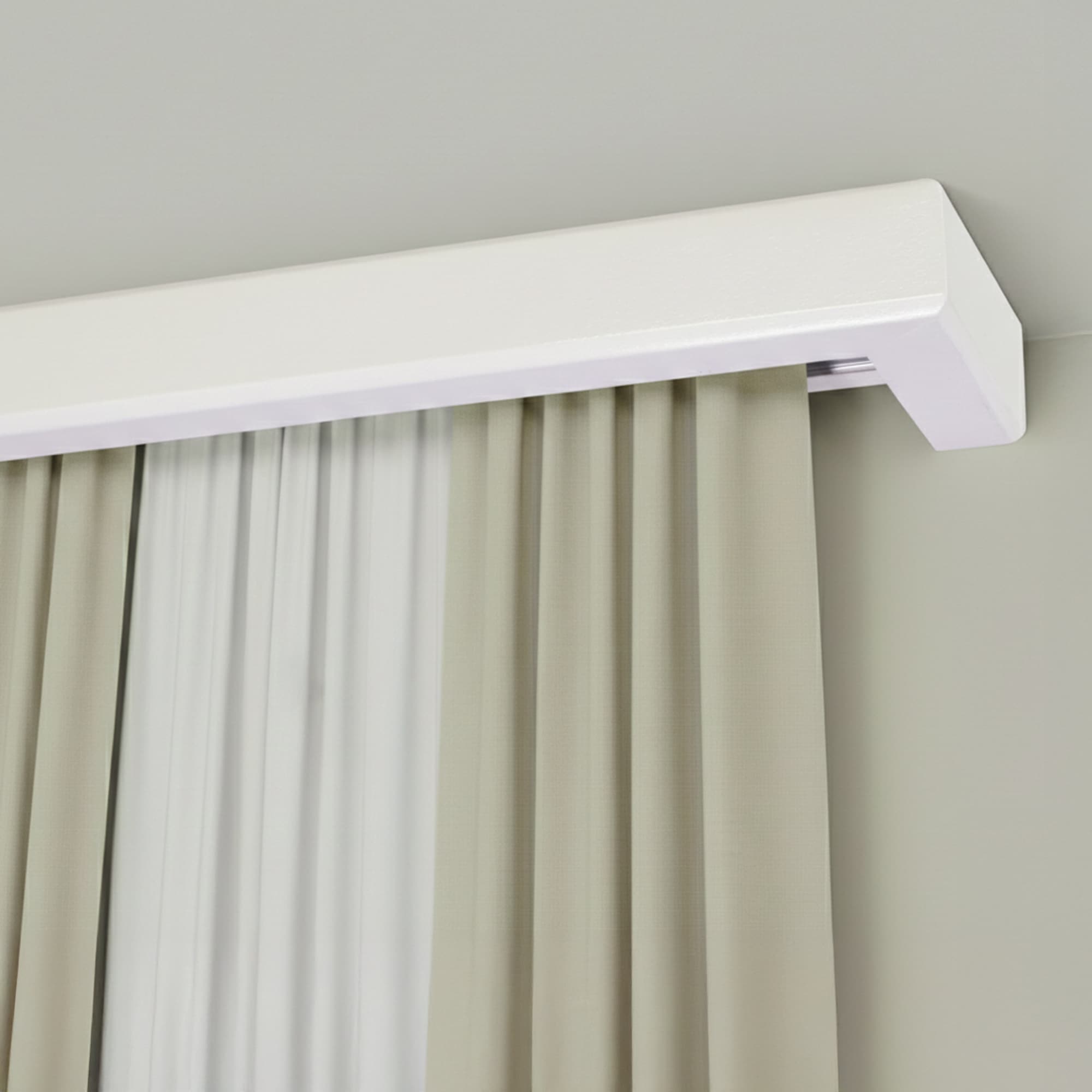 Garníža na záclonu a záves s maskou Štvorcová z dreva Biela