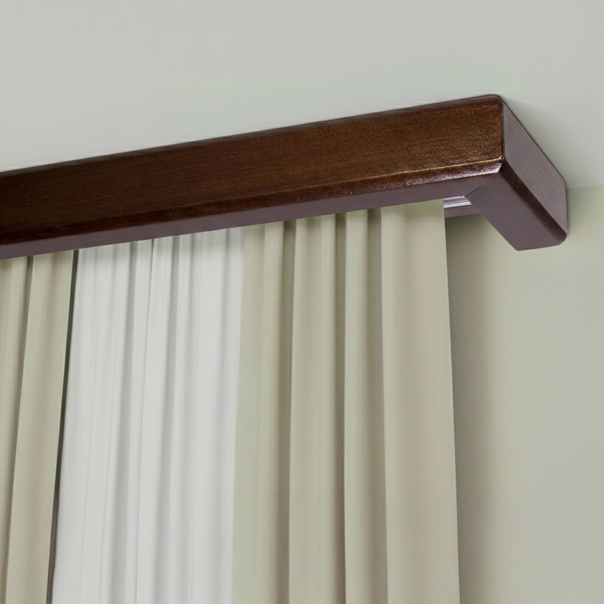 Garníža na záclonu a záves s maskou Štvorcová z dreva Orech