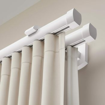 Koľajnica na záclonu a záves Domino Dvojitý z dreva