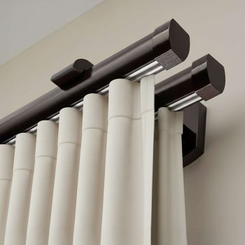 Koľajnica na záclonu a záves Domino Dvojitý z dreva - 