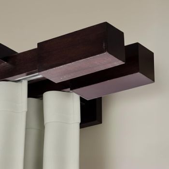 Koľajnica na záclonu a záves Praga z dreva - 