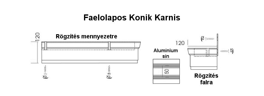 Rímsová garníža na záclonu a záves Conic z dreva
