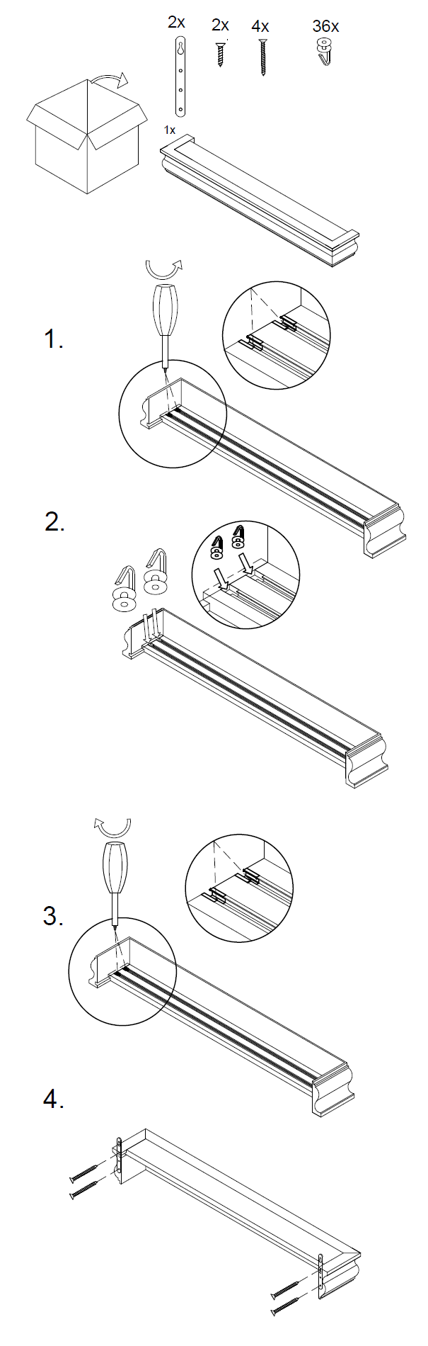Rímsová garníža na záclonu a záves Conic z dreva