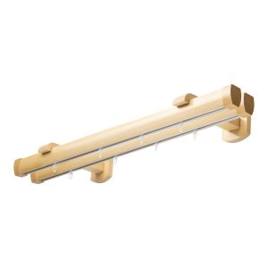 Koľajnica na záclonu a záves Domino Dvojitý z dreva